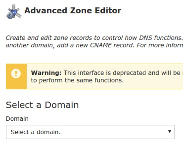 Pilih Domain untuk pengaturan Subdomain