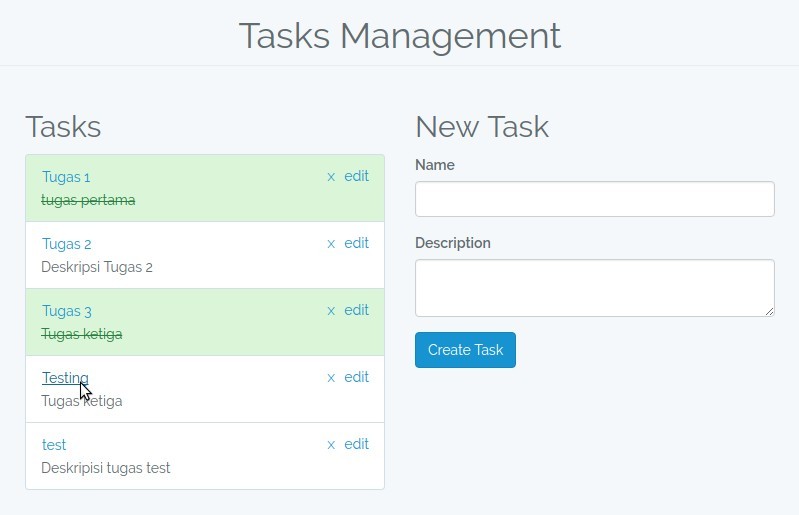 Tampilan Toggle Task Status