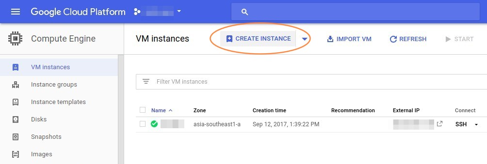 Google Cloud Engine Create Instance