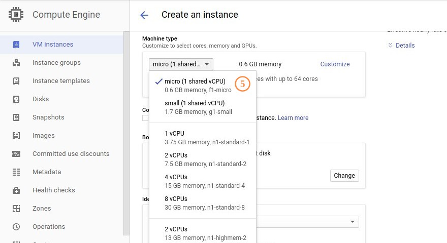 Google Cloud Engine Machine Type