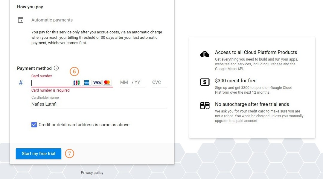Google Cloud Platform Credit Card