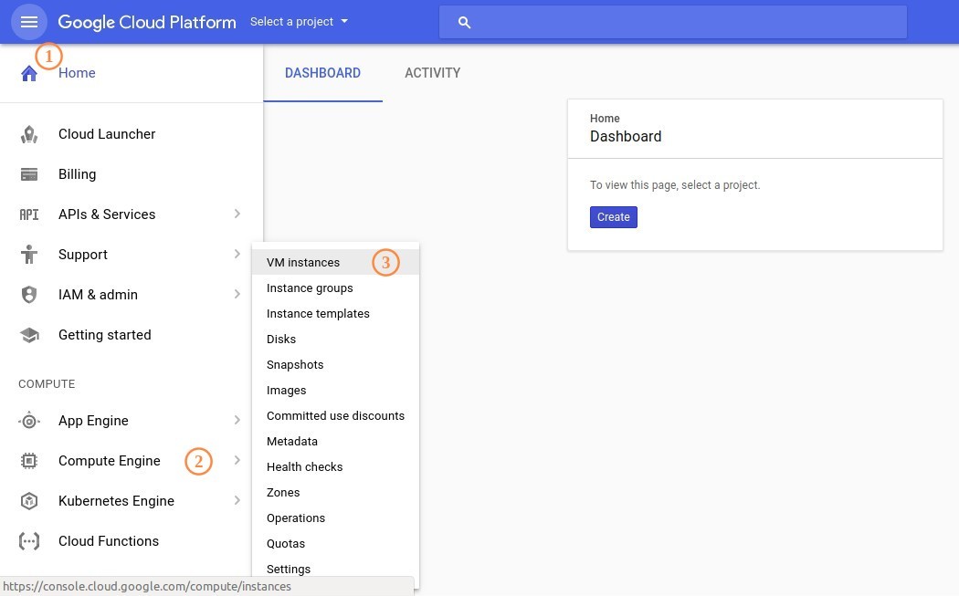 Google Cloud Platform Menu