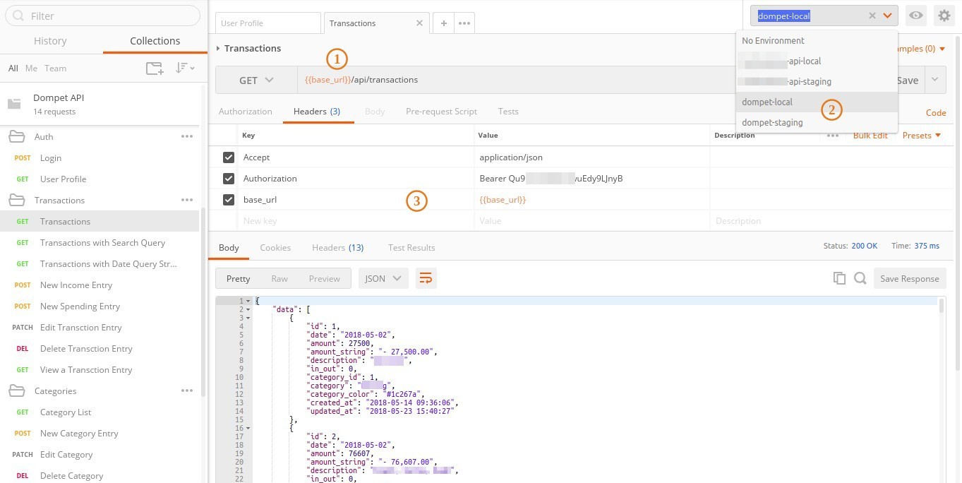 Using POSTMAN Environment