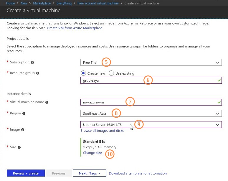 Form Create Virtual Machine