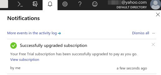 MS Azure Upgrade Billing Success