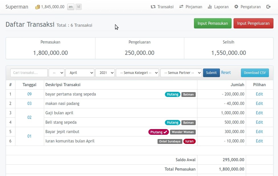 Dompet Transactions