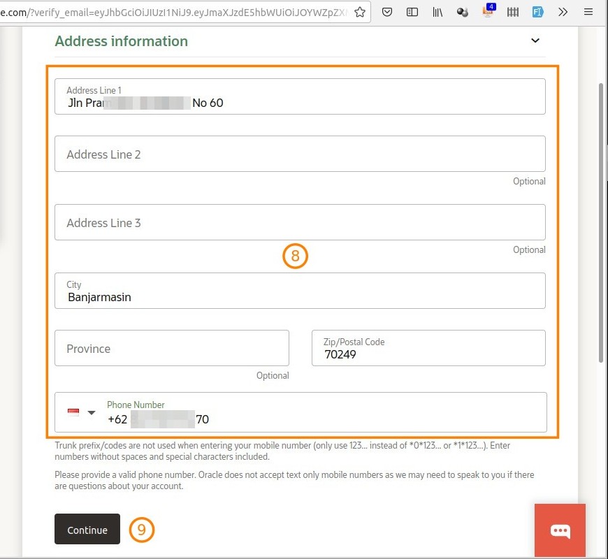 Formulir Pendaftaran Oracle Cloud