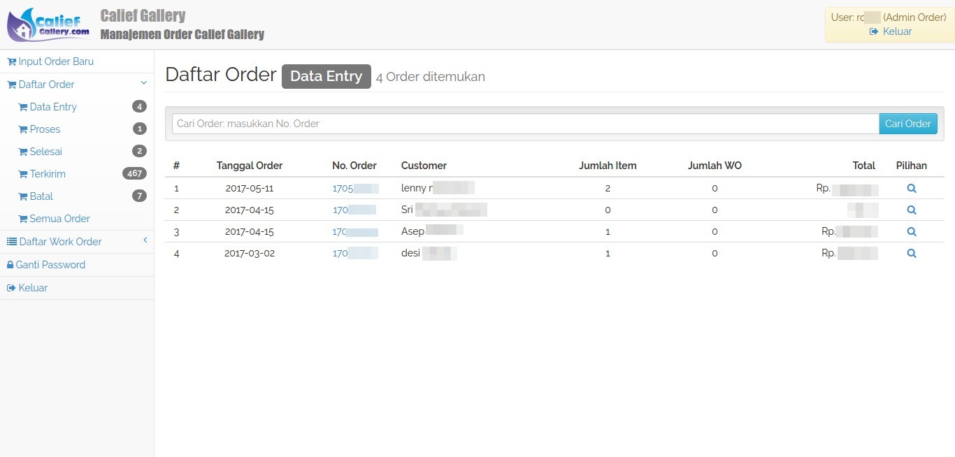 Daftar Order Calief Gallery