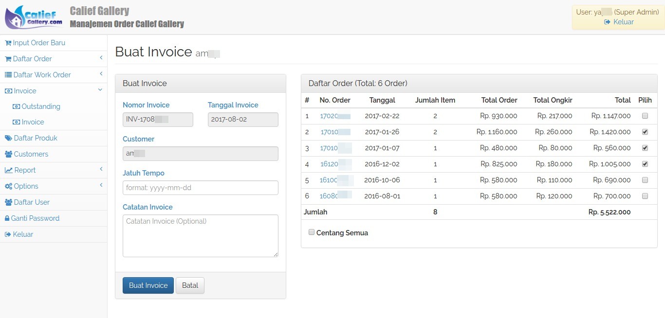 Input Invoice Baru Calief Gallery