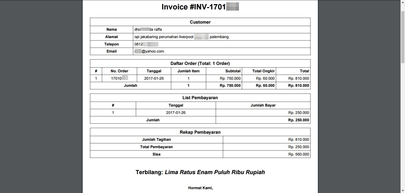 Cetak Invoice Calief Gallery