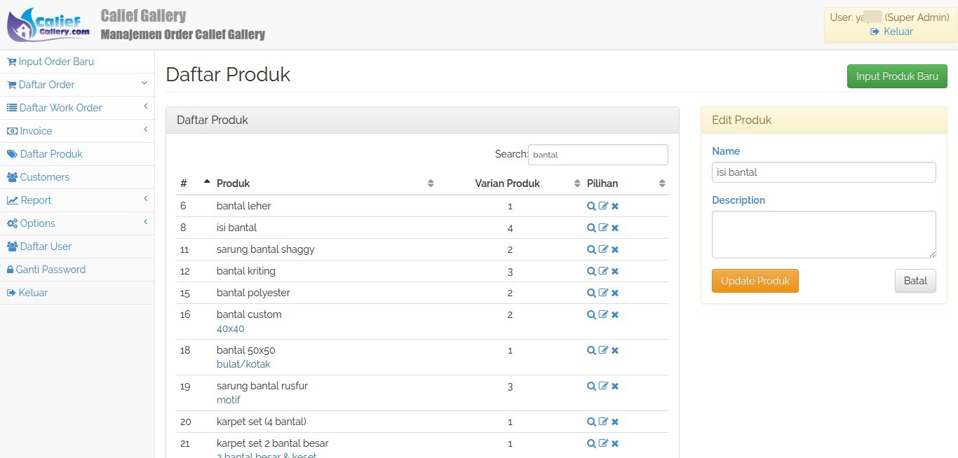 Daftar Produk Calief Gallery
