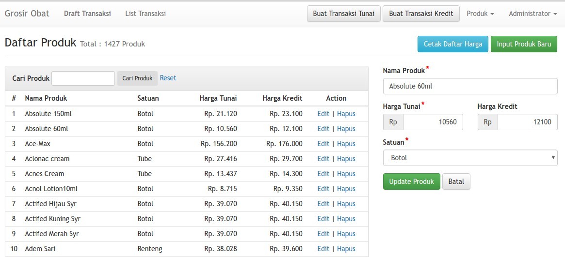 Daftar Produk Apotek Halim